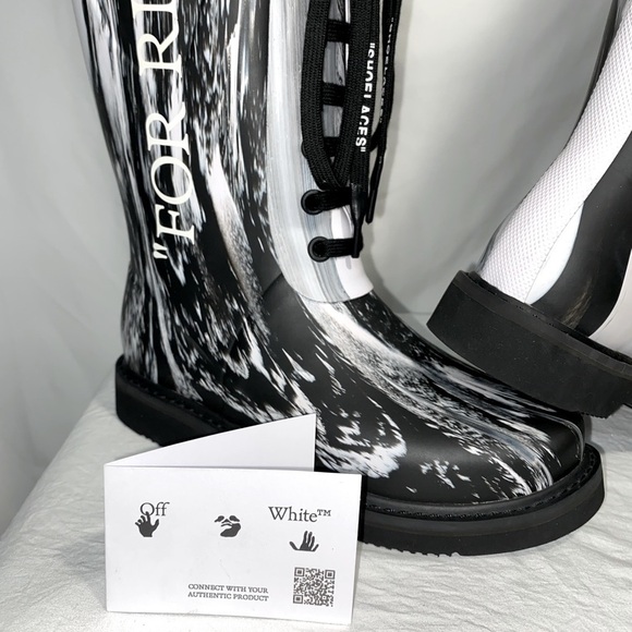 Off-white *NWT* For Riding Tall Rain Boot in Marble - Picture 3 of 10